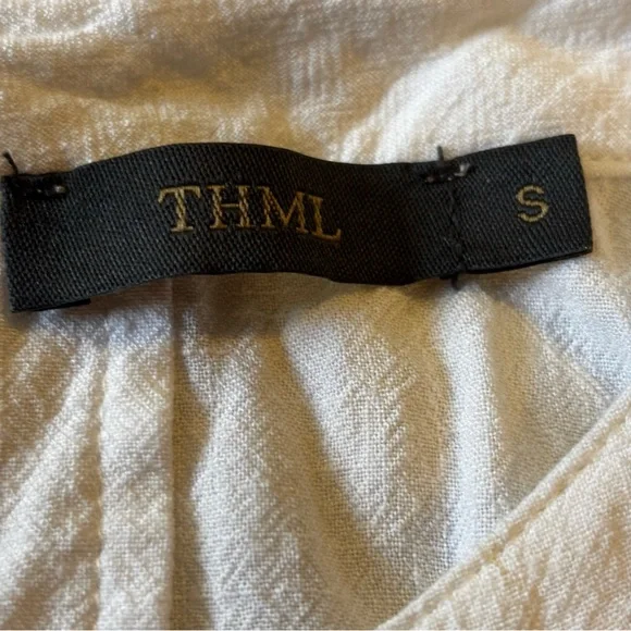 THML Women’s Sz S Linen blend White Embroidered Sleeveless blouse - Picture 6 of 10